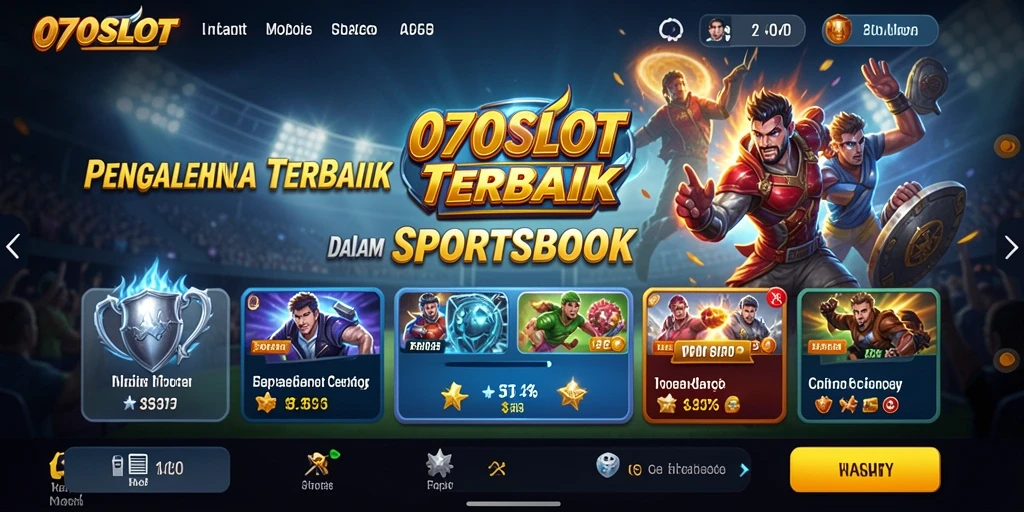 Screenshot utama dari gameplay 070SLOT yang menampilkan pengalaman Sportsbook.