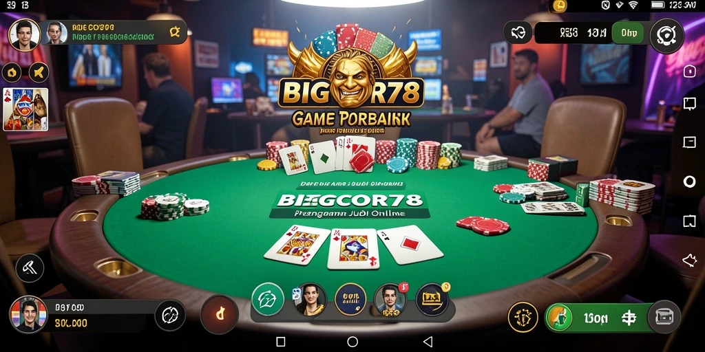 Tampilan gameplay menarik dari BIGCOR78 dengan suasana poker yang nyata.