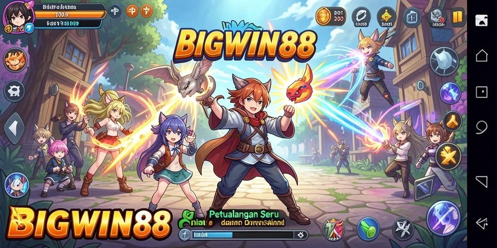 Screenshot gameplay BIGWIN88 menampilkan aksi seru dan karakter Anime yang menarik.