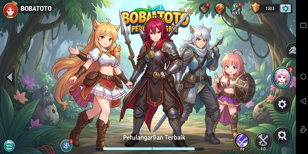 Screenshot gameplay BOBATOTO yang menampilkan karakter anime dalam aksi.