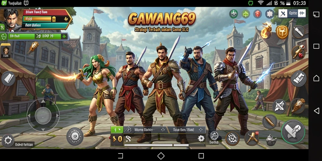 Screenshot utama GAWANG69 menampilkan aksi strategi seru dalam pertarungan.