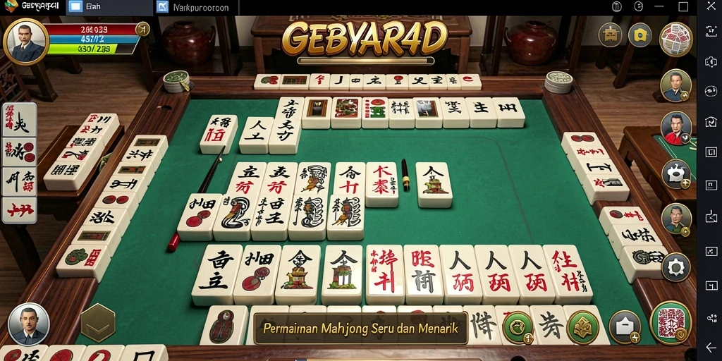 Tampilan gameplay seru dalam permainan Mahjong GEBYAR4D.