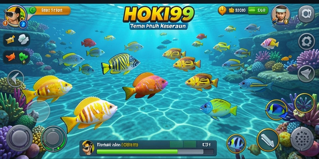 Tampilan gameplay HOKI99 dengan aktivitas menembak ikan yang seru.
