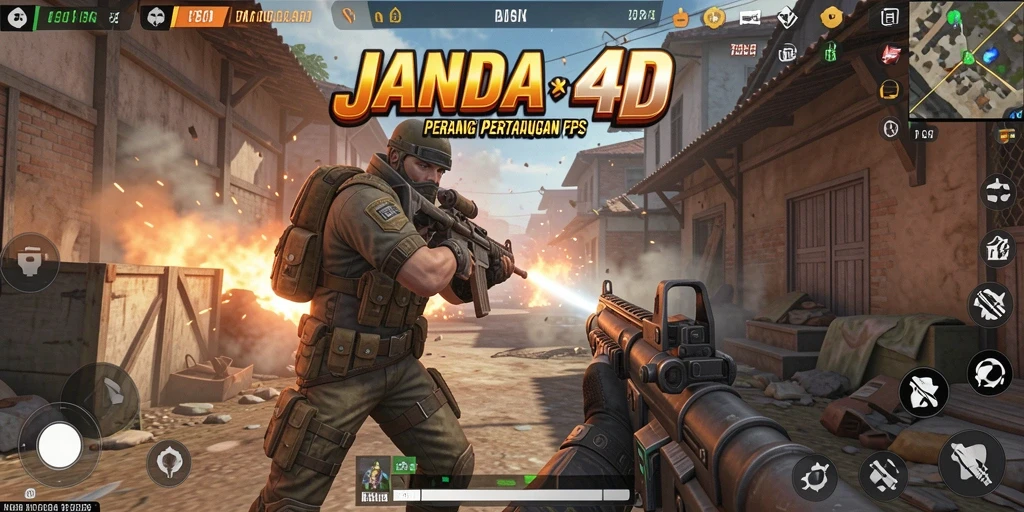 Gameplay intens JANDA4D dengan aksi tembak-menembak yang mendebarkan.