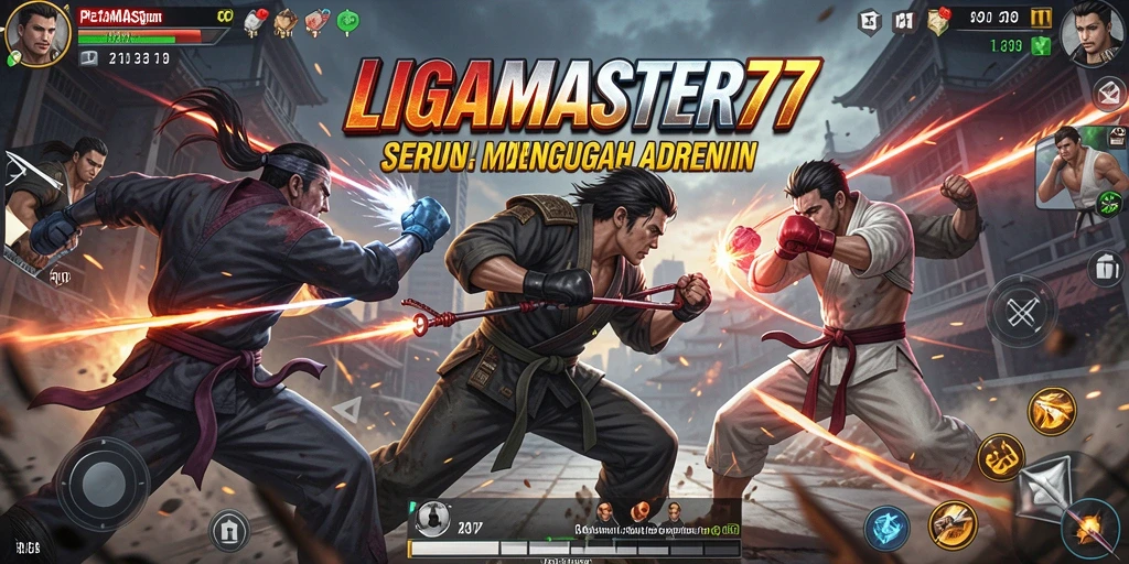 Tangkapan layar gameplay LIGAMASTER77 yang memukau dengan aksi pertarungan intens.