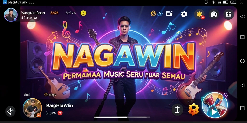 Screenshot NAGAWIN menampilkan gameplay musik yang dinamis dan menarik.