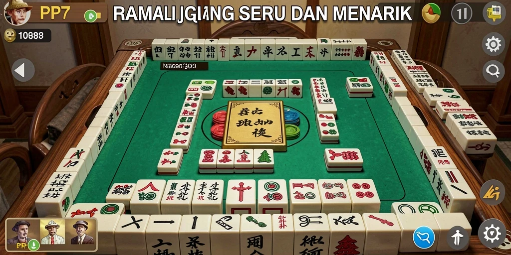 Screenshot gameplay PP7 menampilkan aksi seru permainan Mahjong.