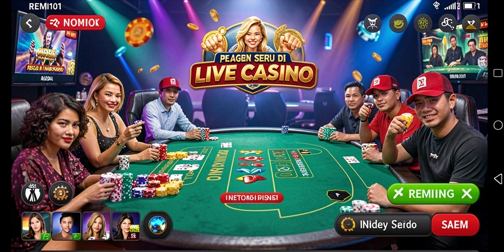 Tampilan gameplay Live Casino yang mendebarkan di REMI101.