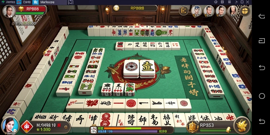 Screenshot RP888 menampilkan serunya gameplay Mahjong yang menarik.