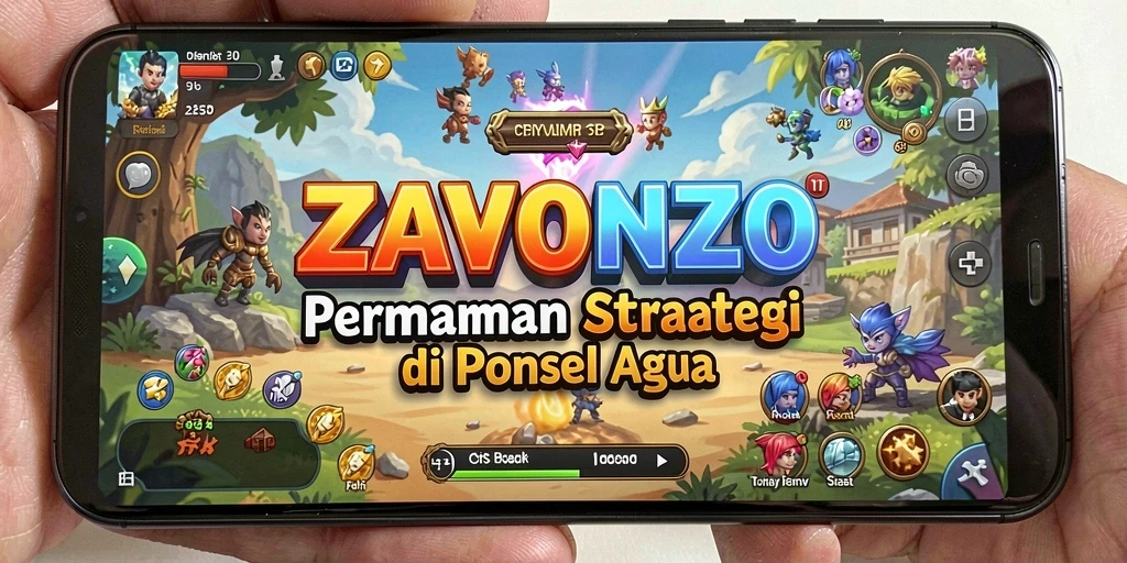 Tampilan gameplay ZAVONZO dengan strategi dan pertempuran yang seru.